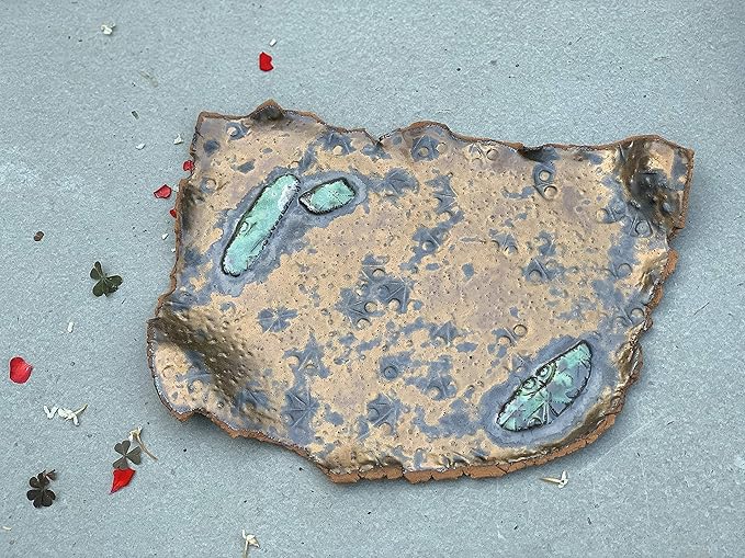 Ceramic Serving Tray in Copper Gold and Grey, Handmade Dinnerware Art, Charcuterie Board, Gifts for Women and Men on Birthday, Housewarming, Wedding, Holidays