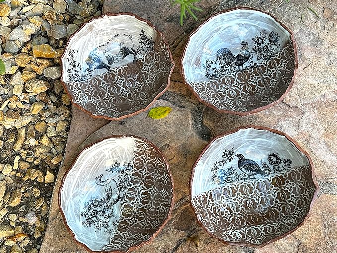 Ceramic Bowl Set of 4, Handmade Pottery Dinnerware, Housewarming Gift for Women, Men, Couples