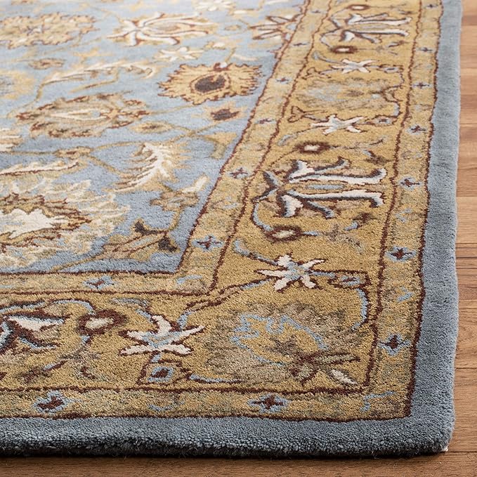 SAFAVIEH Heritage Collection X-Large Area Rug - 12' x 15', Blue & Gold, Handmade Traditional Oriental Wool, Ideal for High Traffic Areas in Living Room, Bedroom (HG958A)