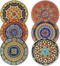 vancasso Colorful Dessert Plates Set of 6, 8.5 Inch Ceramic Salad Plates, Boho Small Dinner Plates, Bohemian Printed Kitchen Plate for Breakfast, Microwave & Dishwasher Safe Dishes, Series KRVI
