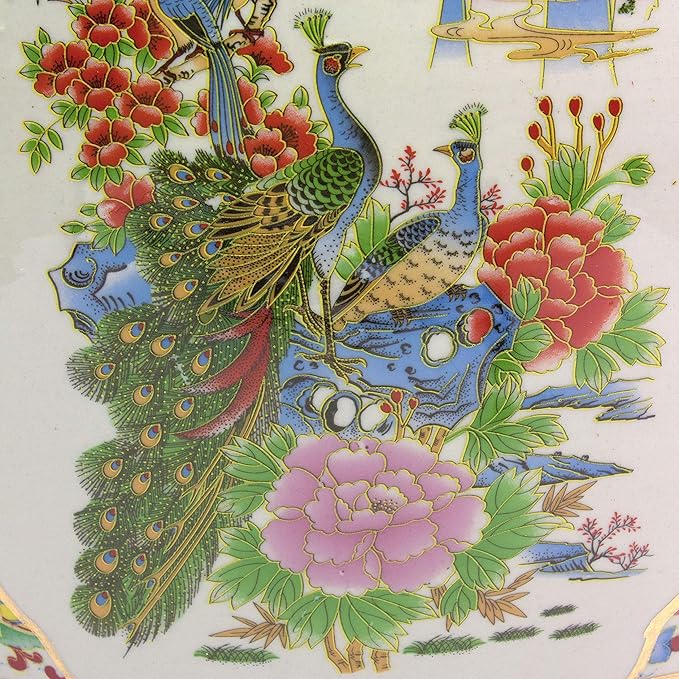 Red Lantern 16" Satsuma Birds & Flowers Porcelain Fishbowl